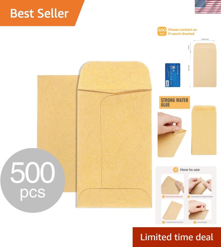 ACKO 500-Count Brown Kraft Coin Envelopes for Seed Storage, 3.125″x5.5″