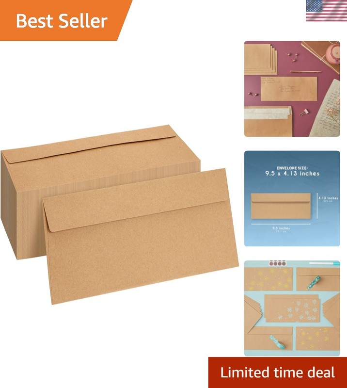 Sophisticated Brown Gummed Envelopes – Perfect for Cards & Gifts – 100 Count