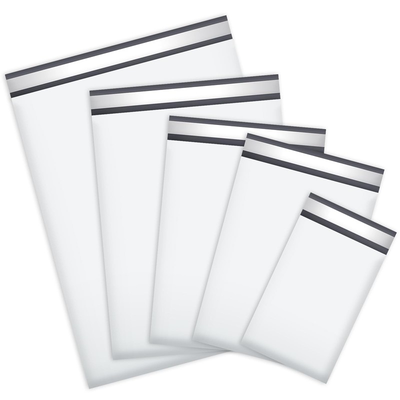 60 Pack Not Padded White Poly Mailers Variety Pack, 6×9 Inch & 9×12 Inch & 10…