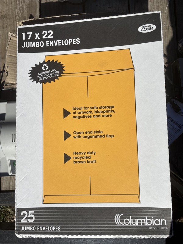 Columbian, Jumbo Catalog Envelopes, 17 x 22 Inches, Brown Kraft, 25 count CO984