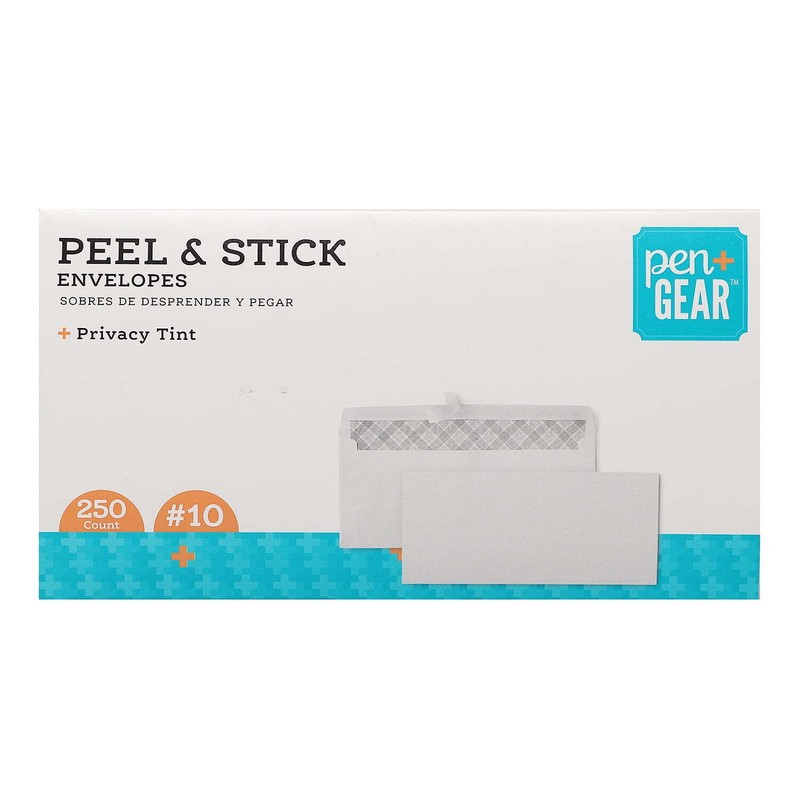 Pen+Gear #10 (4.13″ x 9.5″) Envelopes, Peel and Stick Closure, White,250-Count