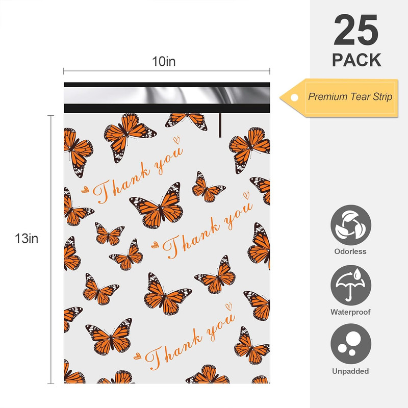 Thank You Poly Mailer 10X13 - 25 Pack Strong Thick Self Adhesive Mailing Bags - gallery
