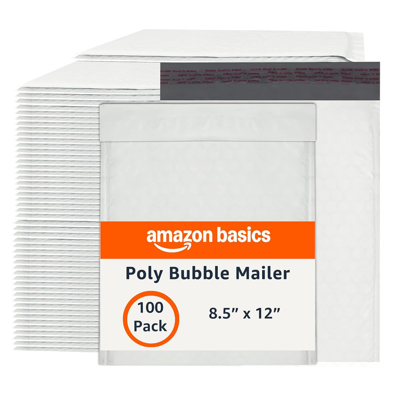 Poly Bubble Mailer, 8.5″ X 12″ (Internal Size 8.25″ X 11″), Self-Seal, 100-Pack,