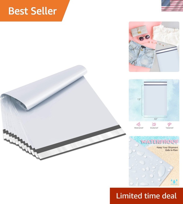 10×13 Inch Milky White Poly Mailers – 200 Count Waterproof & Tear Proof Shipping