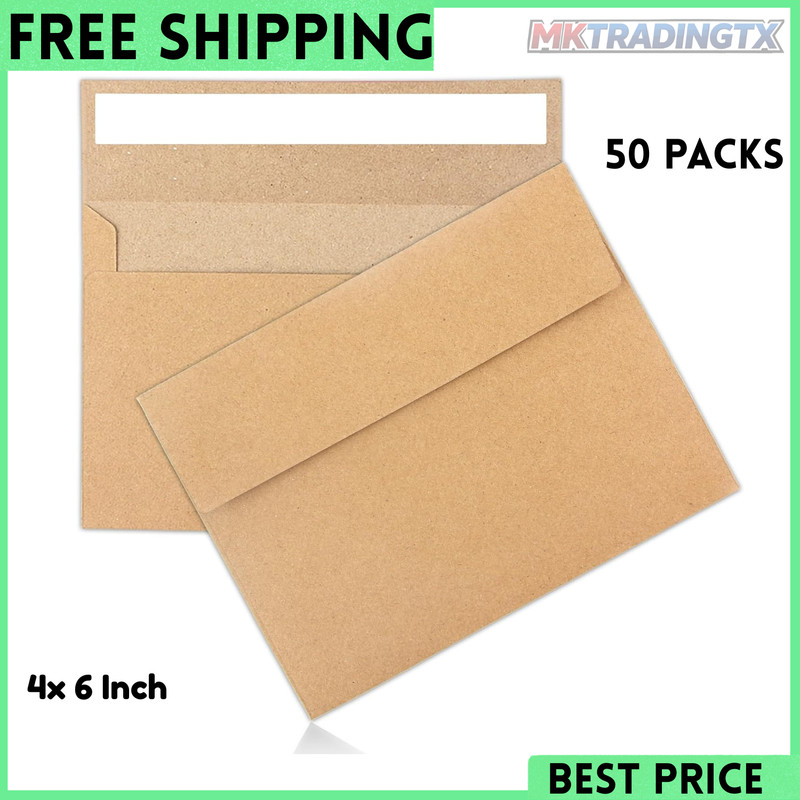50 Pack Kraft Envelopes 4 X 6 Inch Brown Envelopes,A4 Envelopes, Card Envelopes,
