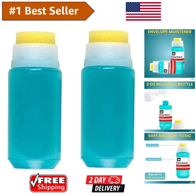 2-Pack Envelope Moistener – Effortless Sealing with Easy-Fill Squeezable Bottles