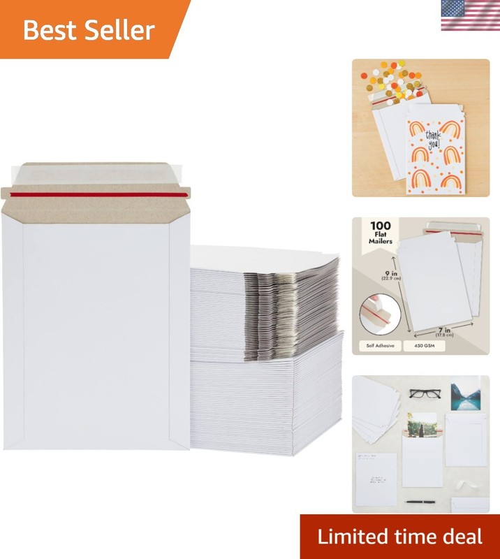 High-Quality Rigid Cardboard Mailers – 100 Pack of 7×9 Peel & Seal Envelopes