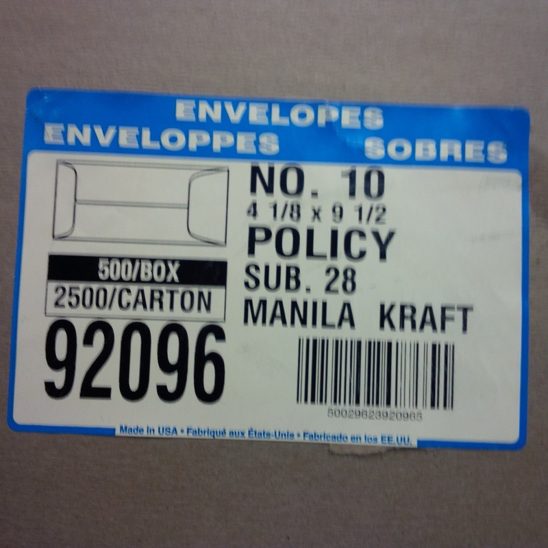 #10 Policy Envelopes 4-1/8x9-1/2 (100 Pack) 28# Manilla Quality Park Trboxtapes gallery