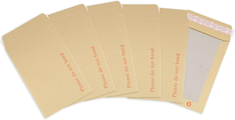 A5 C5 Do Not Bend Board Back Envelopes 229 X 162 Mm Peel Seal 50 Pack, Brown