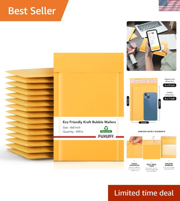 Brand New Kraft Bubble Mailer 4×8 Inches Yellow