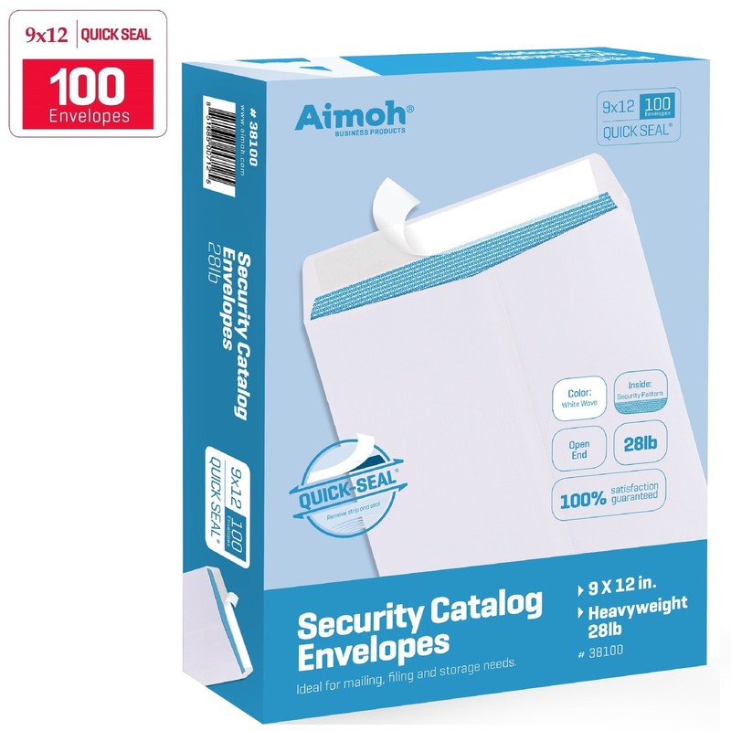 100 9 x 12 SELF Seal Security White Catalog Envelopes - 28lb - Security Tinte... gallery