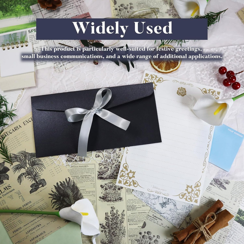10 Pieces Ribbon Bow Kraft Paper Envelopes, Thick Pearlescent Color Envelope for gallery