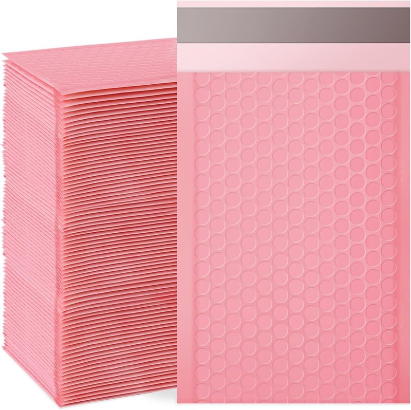 Pink Bubble Mailers, 4x7 In, Pack of 100 – Waterproof Self-Seal Envelopes gallery