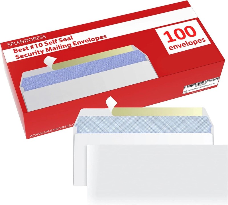 100 Mailing Envelopes, Self Seal Letter Size, Number #10 White Windowless Securi gallery