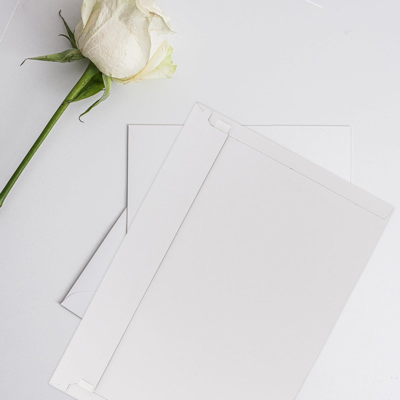 White 9x12 Inch Stay Flat Cardboard Envelope Mailers 300GSM Self Seal 50 PCS gallery