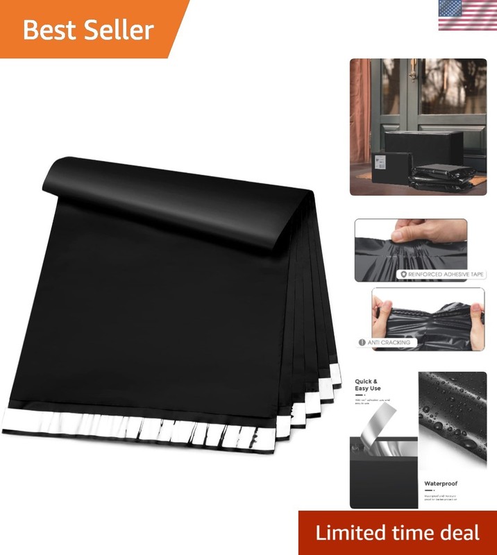 Eco-Friendly 100 Pack Black Poly Mailers 10×13 – Waterproof & Tear Resistant