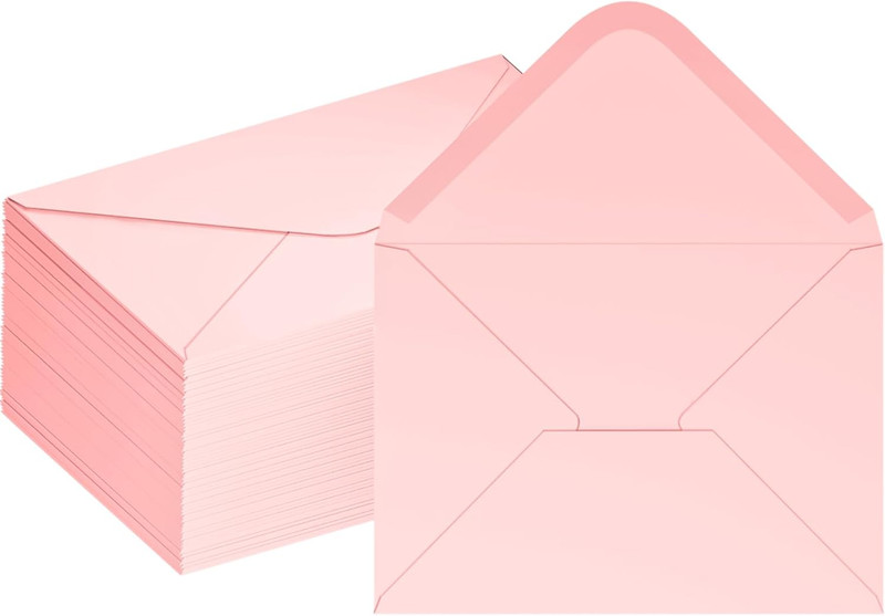 50 Pack 4X6 Envelopes Pink – Contour Flap A4 Envelope,120Gsm Thick Paper Envelop