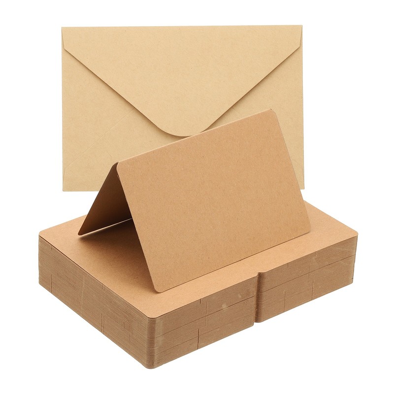 100 Set 4 x 6" Blank Brown Half Fold Card and Envelopes, Brown