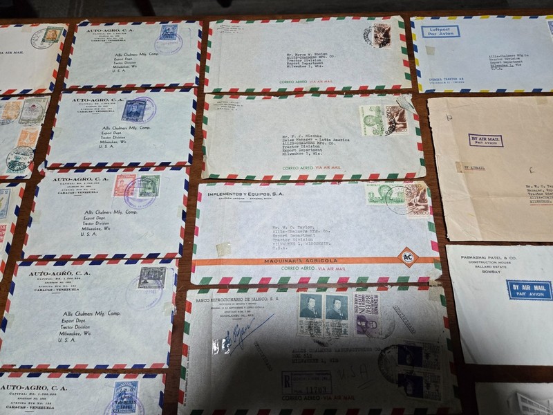 1947 Airmail Envelopes Lot Mexico, Paris, India, Chile etc to Allis Chalmers USA gallery