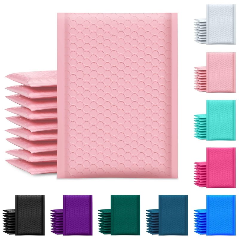 Bubble Mailer 6x10 Inch 100 Pack Usable Size 6x9 Inch Light Pink Poly Padded ...
