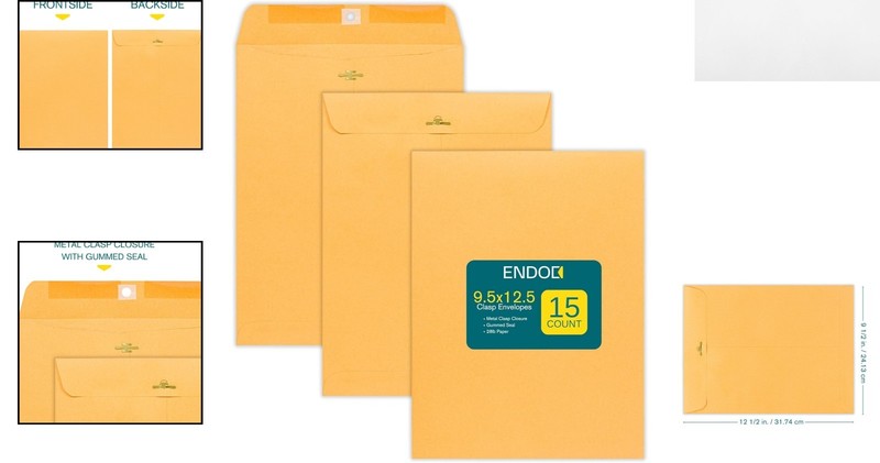 15 Pack Heavy Duty 9.5x12.5 Envelopes with Clasp Seals for Professionals gallery