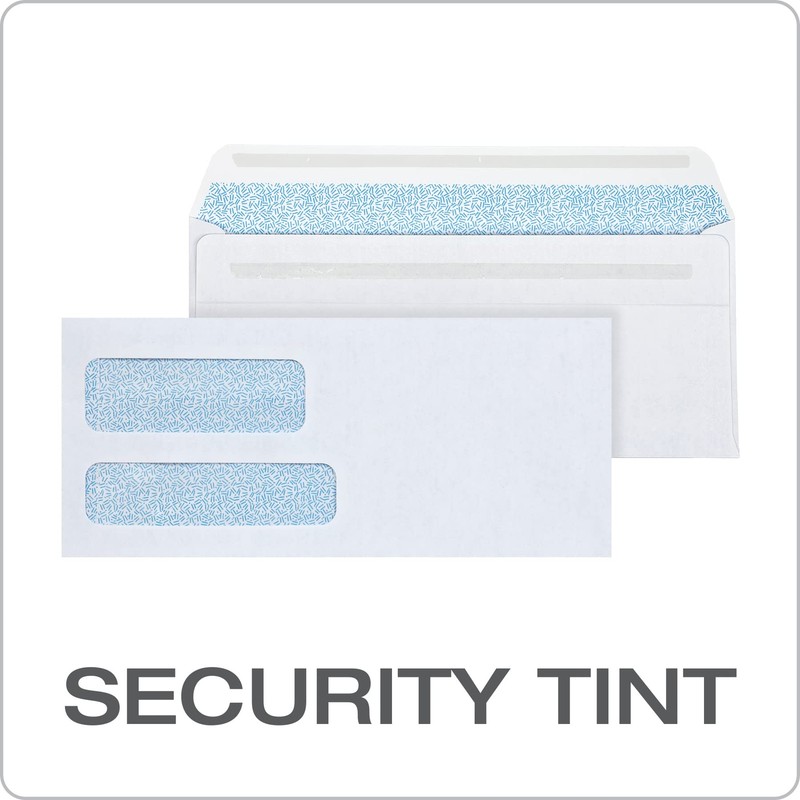 Security Envelopes, 500/Box, Double Window, 3-7/8" x 8-7/8", Self Seal, White gallery