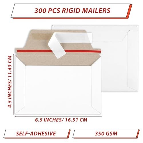 300 Pcs Rigid Mailers 6.5x4.5" Self-Seal Envelopes for Postcards, Photos & Comic gallery