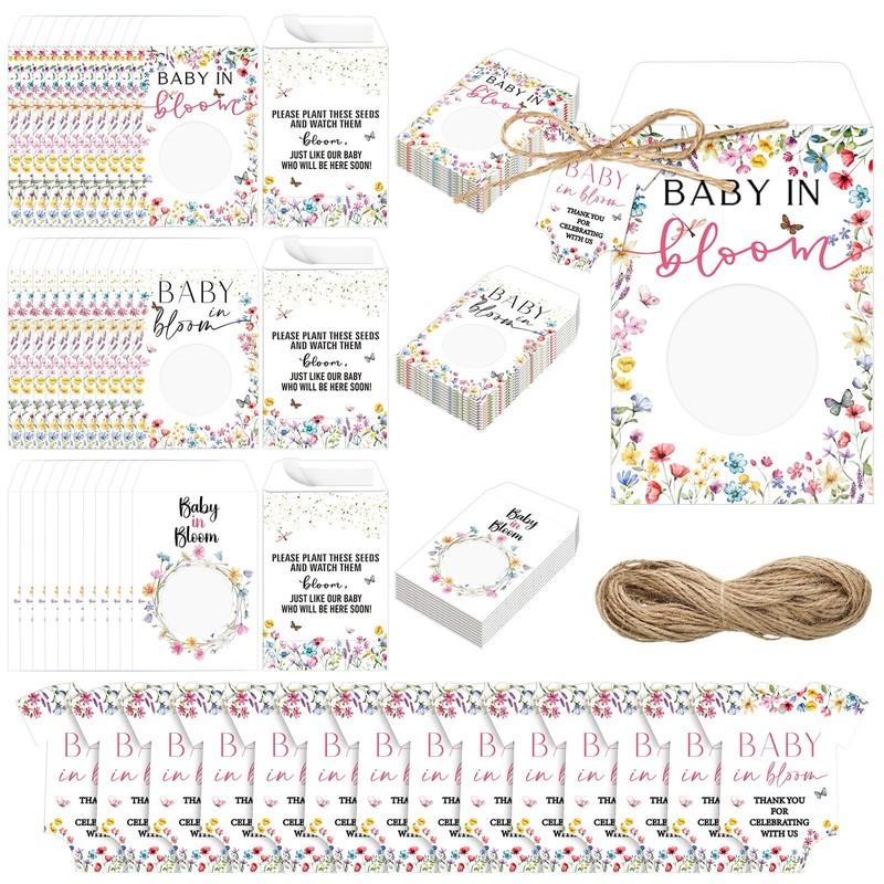 100 Pack Baby Shower Party Adhesive Envelopes with Clear Window Favors Set In…