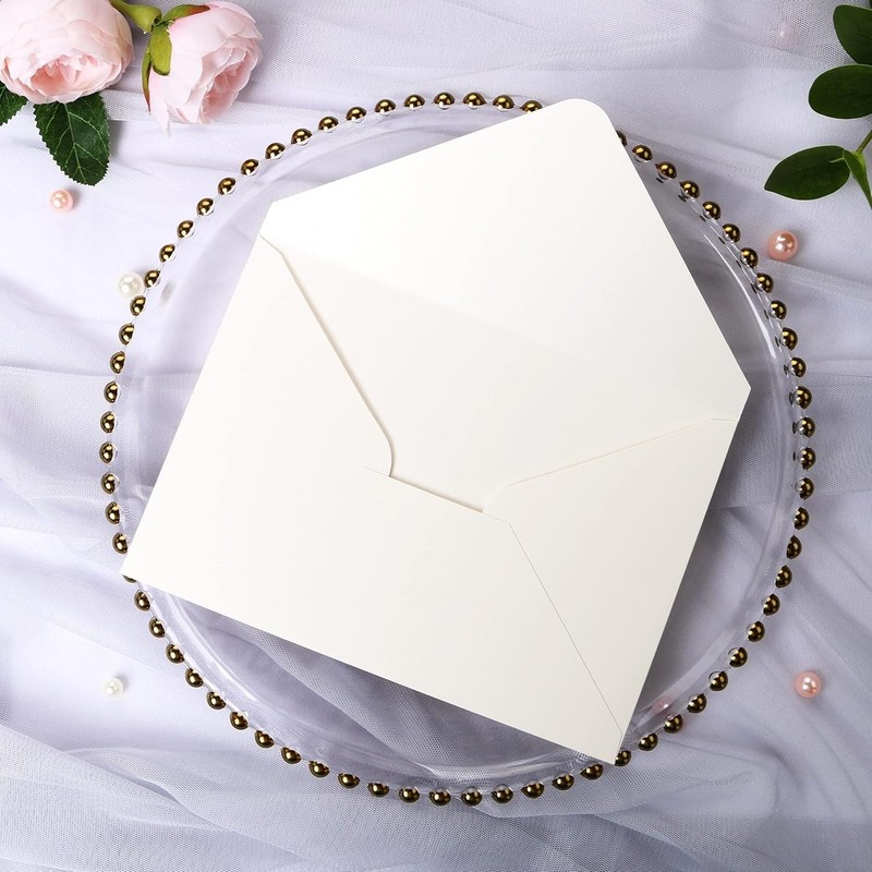 50 Pack 80lb Thick A7 Envelopes, Sparkle Ivory Heavy Duty 5x7 Envelopes, Perf... gallery