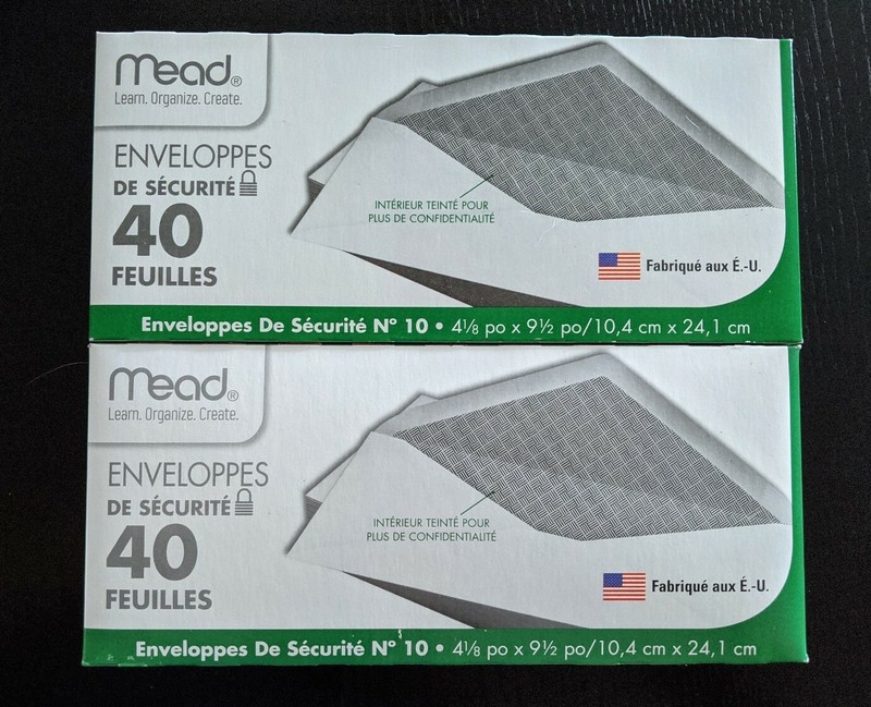 2-PK MEAD SECURITY BUSINESS LEGAL ENVELOPES #10 4-1/8 x 9-1/2 in FREE SHIPPING